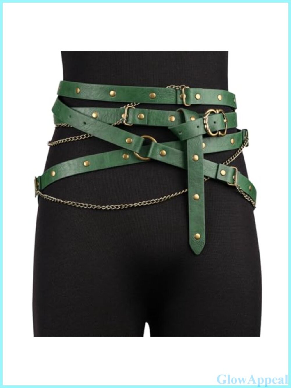Faux Leather Metal Chain Belt Adjustable Thin Skinny Belt for Dresses